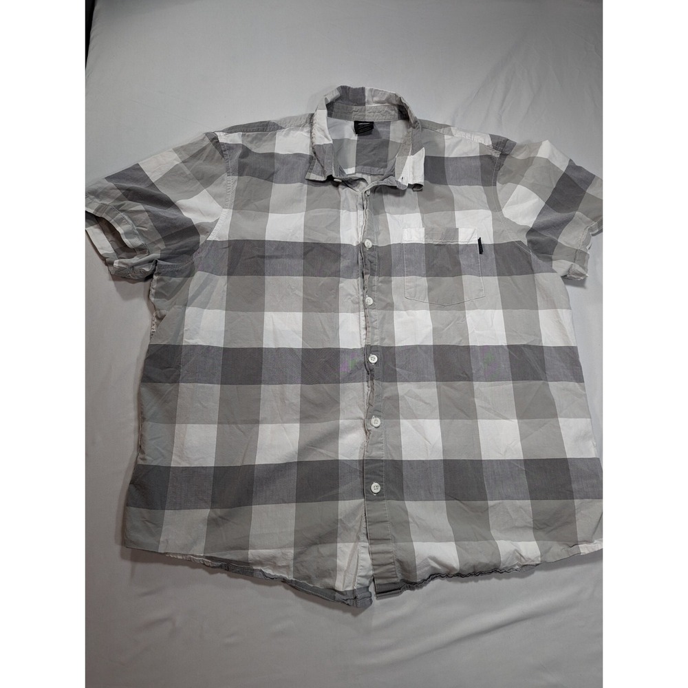 Oakley Button Up Short Sleeve‎ Shirt Size XXL Windowpane Plaid